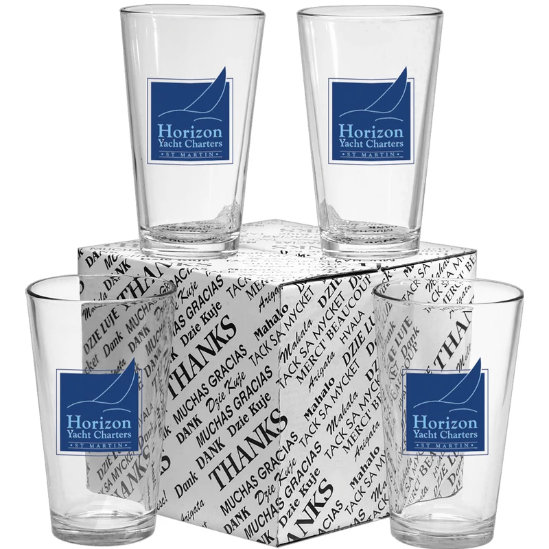 16 oz. Mixing Glass Thank You Set 1