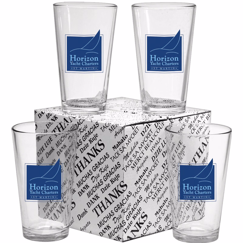 16 oz. Mixing Glass Thank You Set