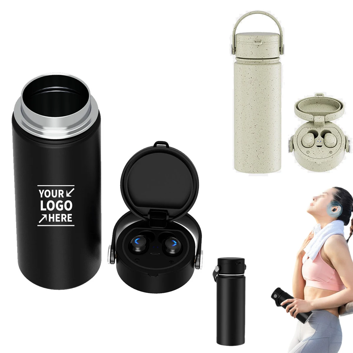 17Oz Luxury Smart Insulated Bottle W/ Bluetooth Earbuds 1