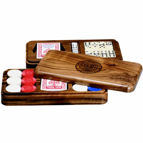 Wood Poker Game Box, 10 1/2 x 5 1/2 x 1 3/4"