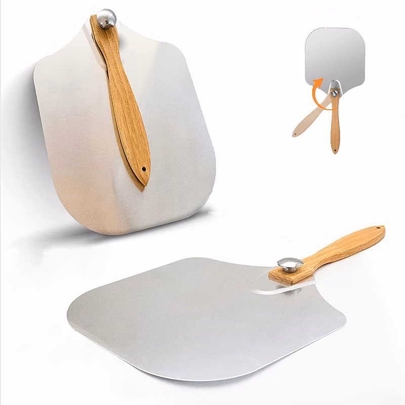 Metal Pizza Peel with Foldable Wood Handle