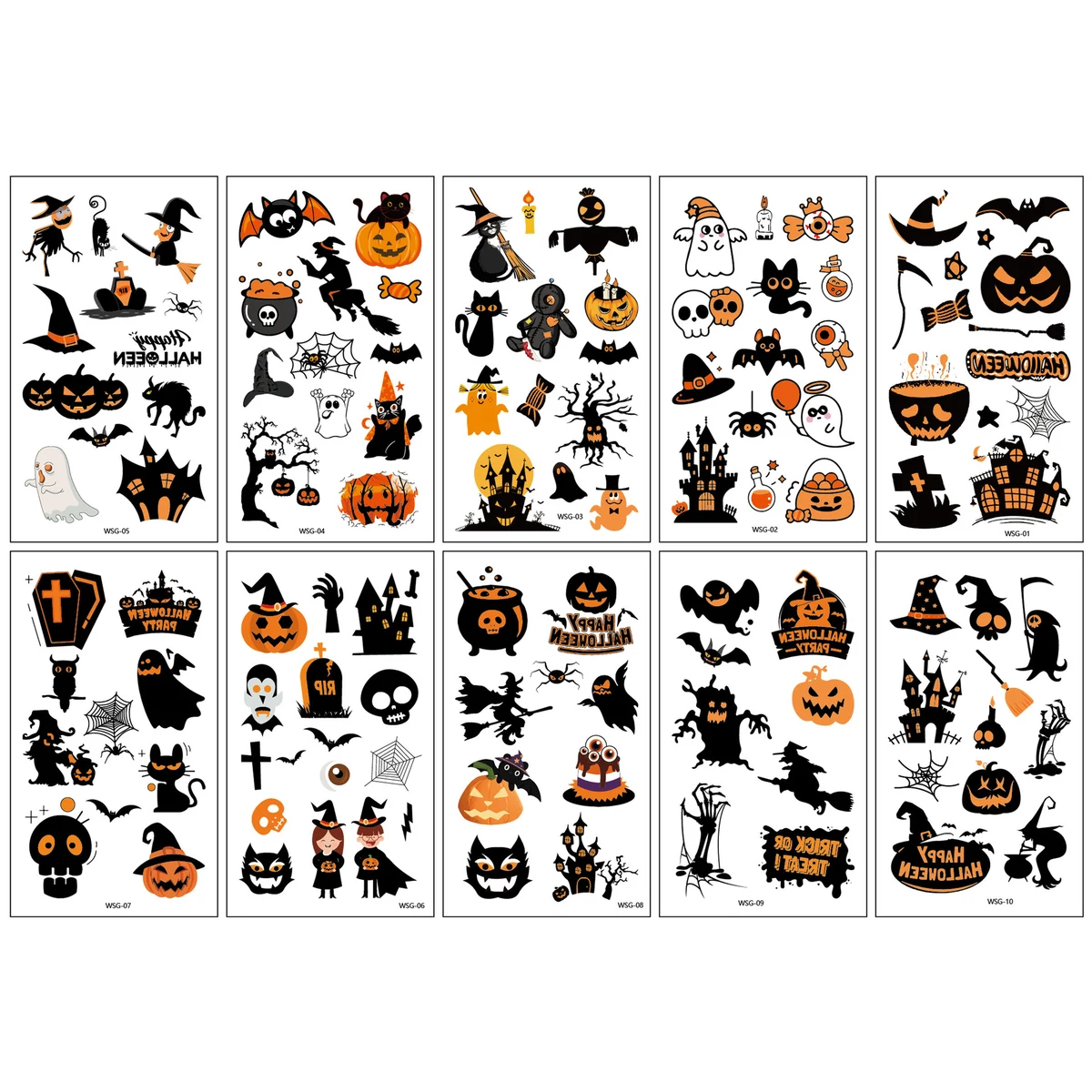 Halloween Temporary Tattoo Set (10 Sheets) 1