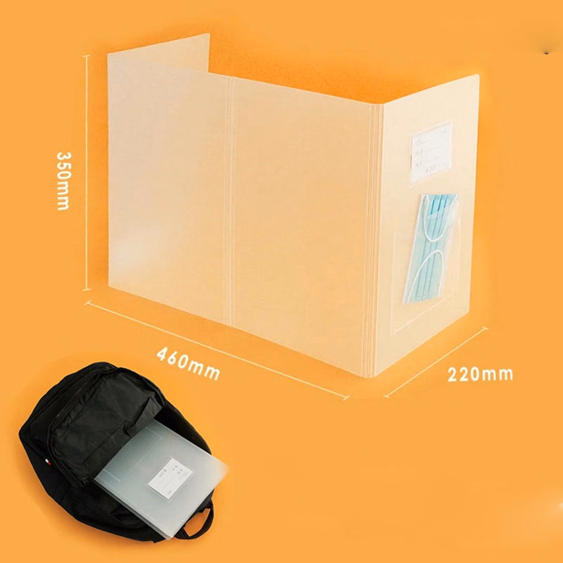 Foldable Protective Shield Separator Barrier w/ Mask pocket
