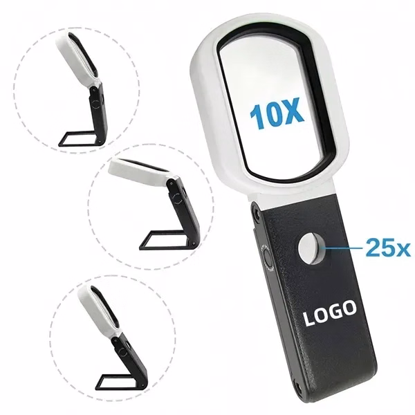 10x-25x LED Magnifying Glass with UV Detection Feature