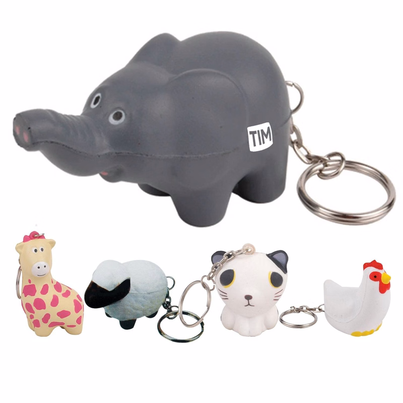 PU Foam Animal Squeeze Toy Keychain