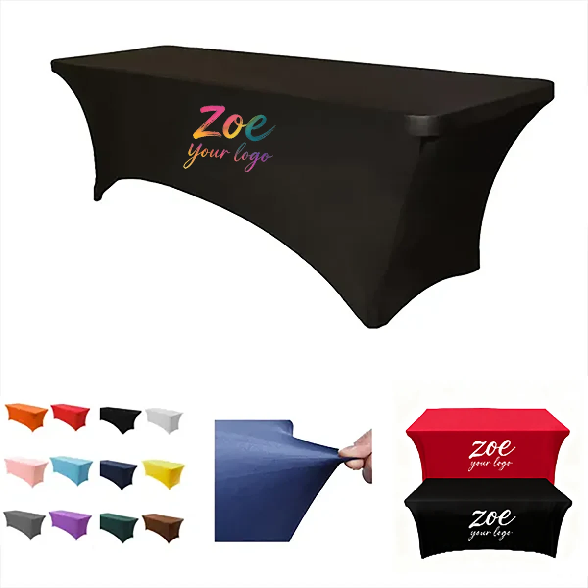 6FT Custom Elastic Tablecloth Stretch Table Cover MOQ 1 1