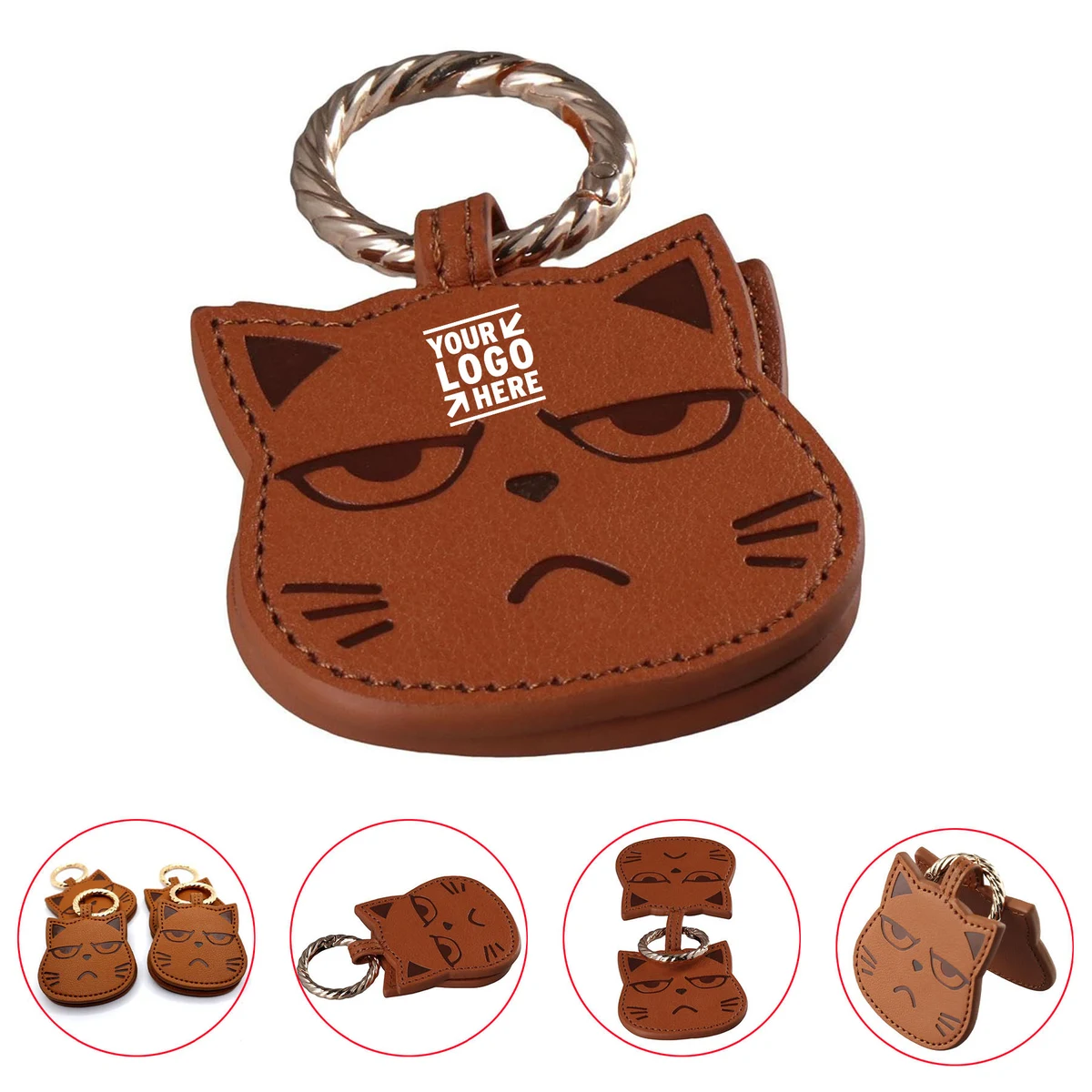 Cat Head PU Leather Magnetic Cap Clip 1