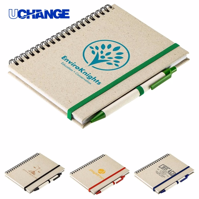 Recycled Spiral Notebook with Pen for Eco-Conscious Promotions & Office Use
