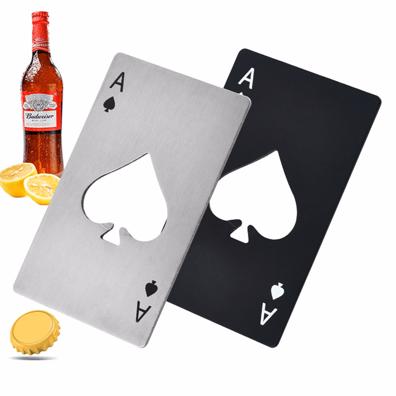 Stainless Steel Ace of Spades Card Bottle Opener