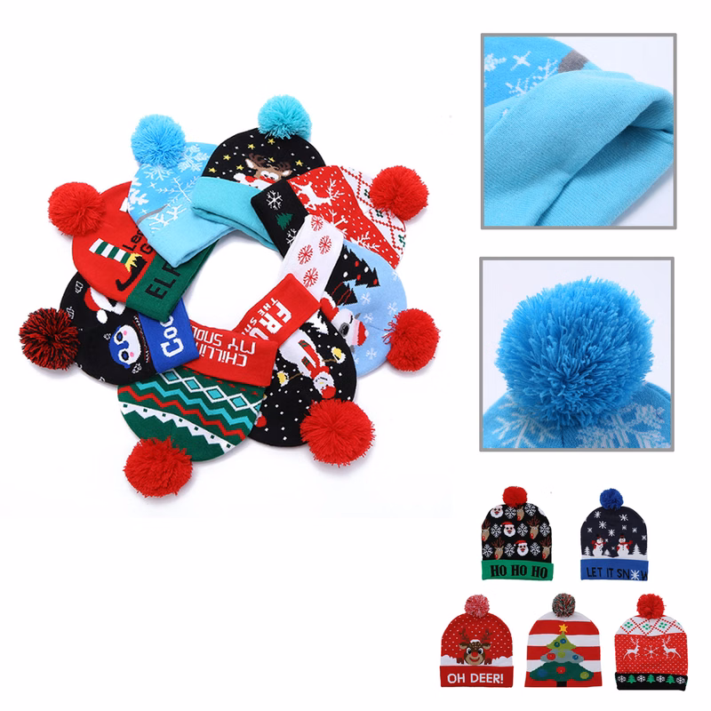 MOQ100 Christmas Plush Knit Beanie Warm Winter Hat