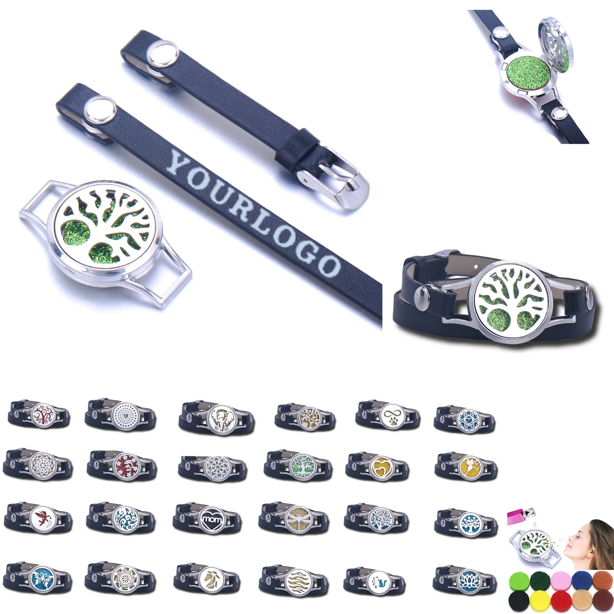 Stainless Steel Floral Aromatherapy Bracelet 1