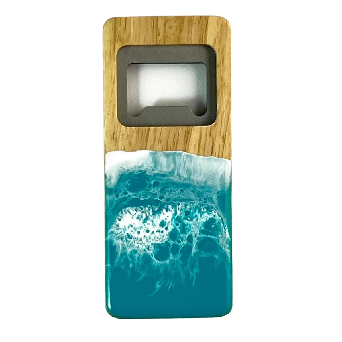 Ocean Wave Resin & Wood Bottle Opener – Premium Stainless Steel Bar Tool 1