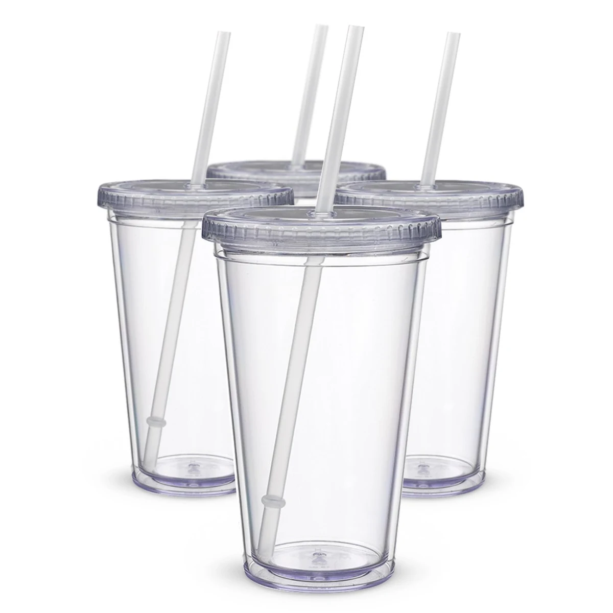 16 Oz. Double Wall Plastic Tumbler w/Straw 1
