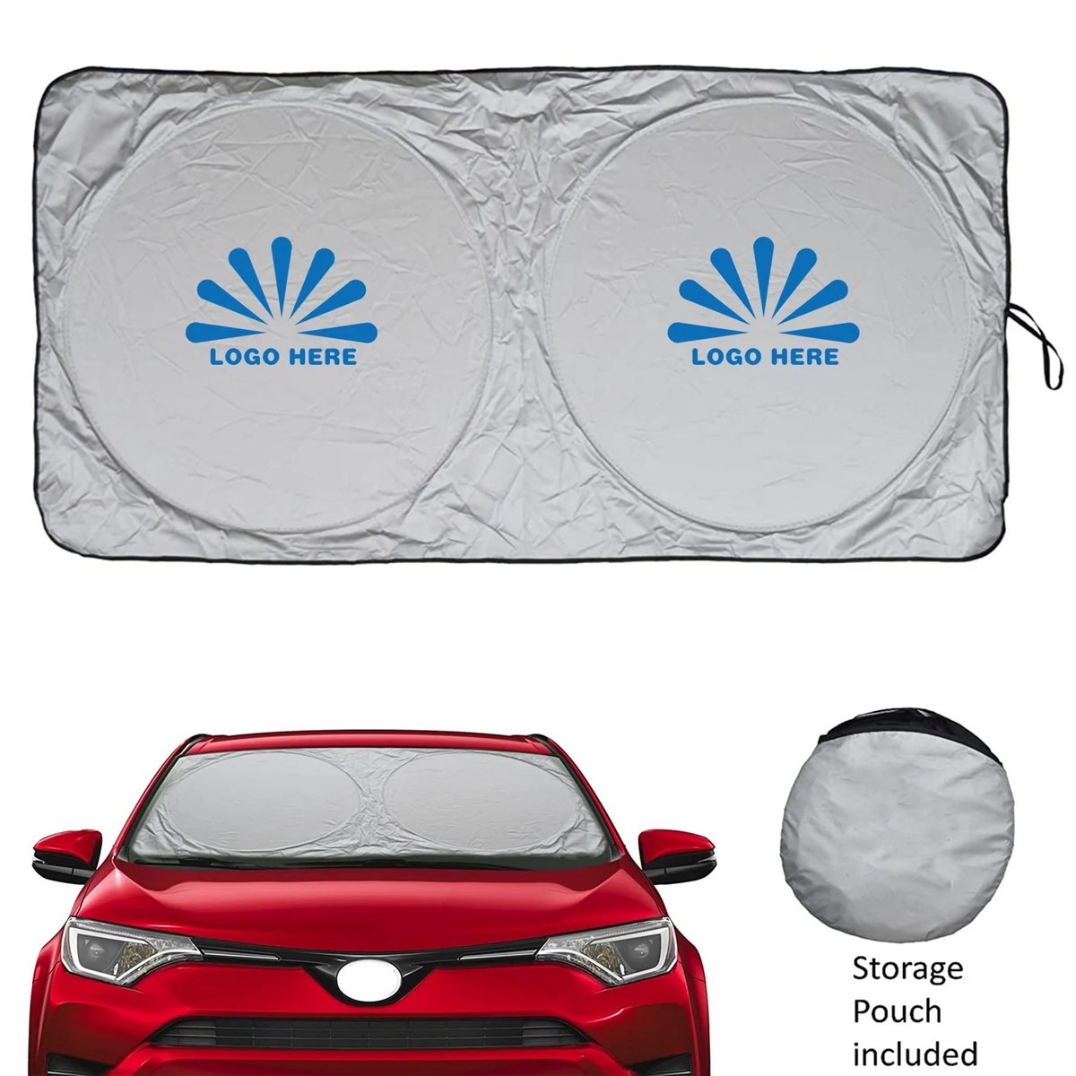 Foldable Car Windshield Sunshade with Storage Pouch 1