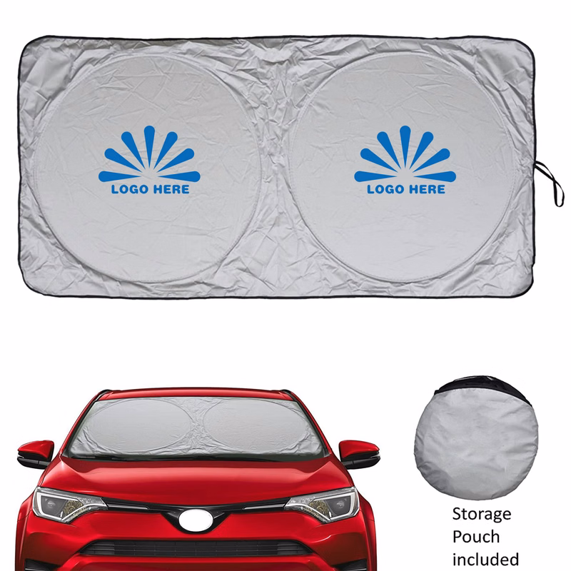 Foldable Car Windshield Sunshade with Storage Pouch