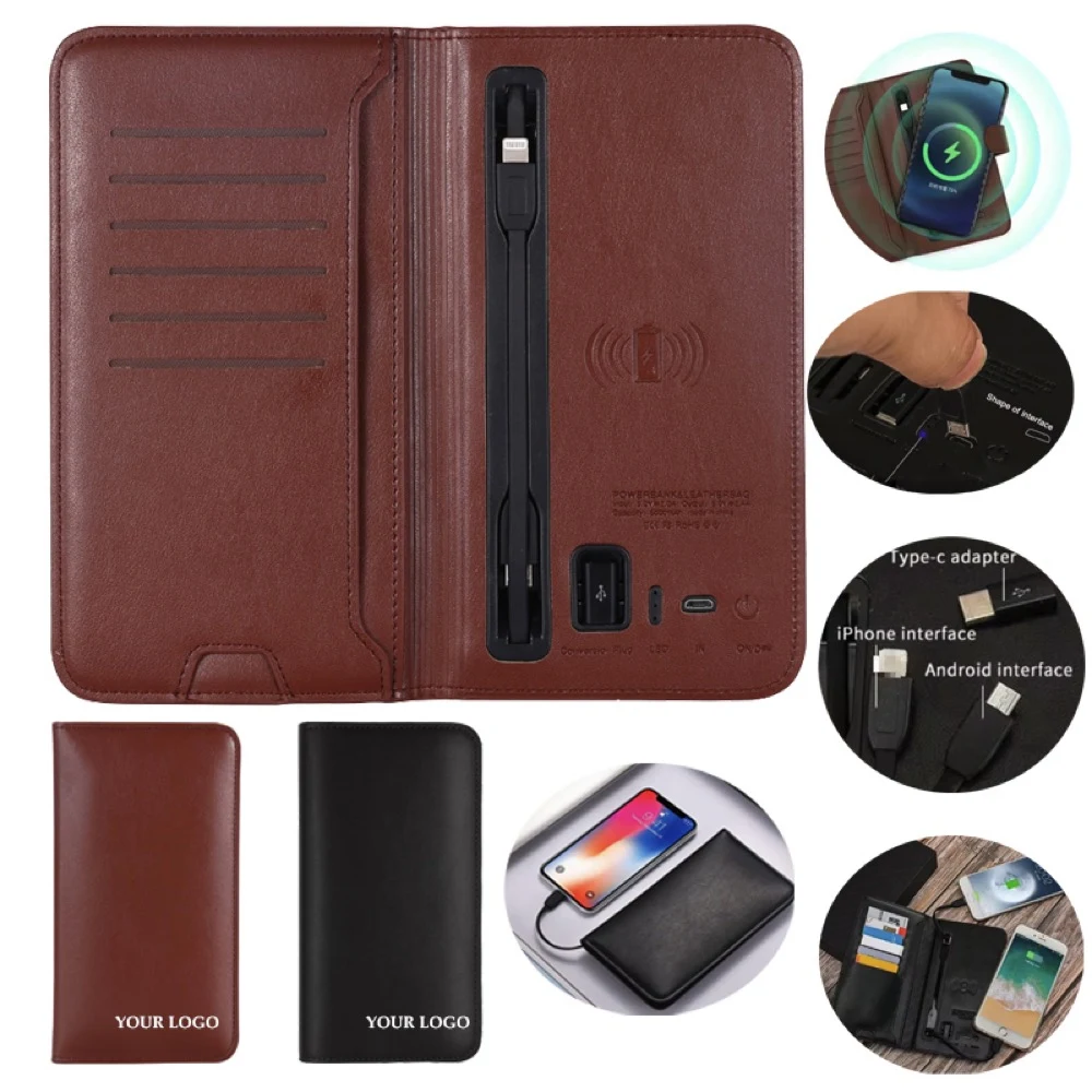 PU Leather Wallet With Power Bank 1