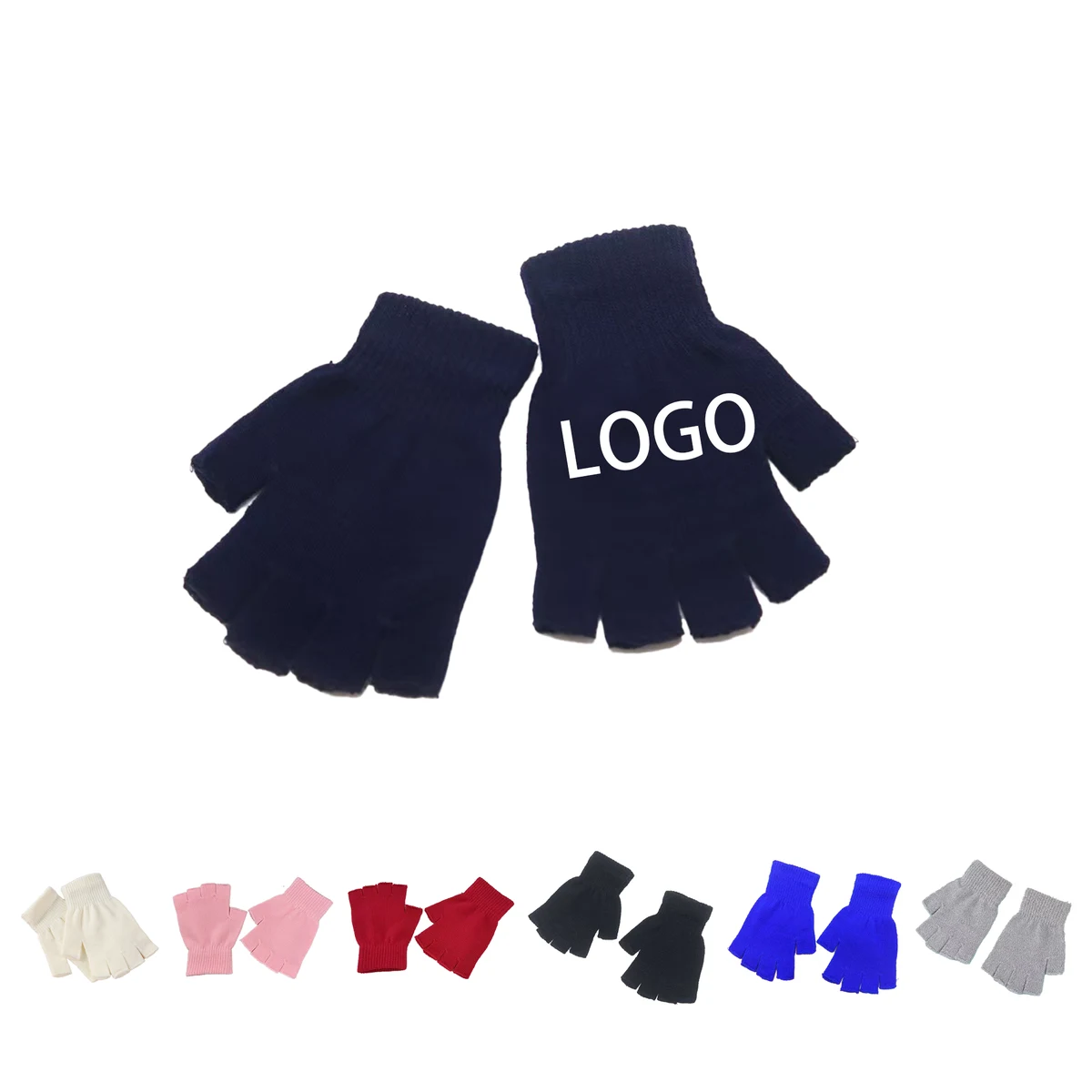 Warm Solid Fingerless Knit Study Gloves 1