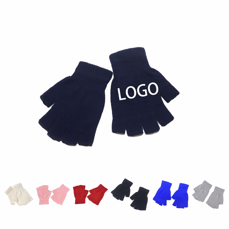 Warm Solid Fingerless Knit Study Gloves