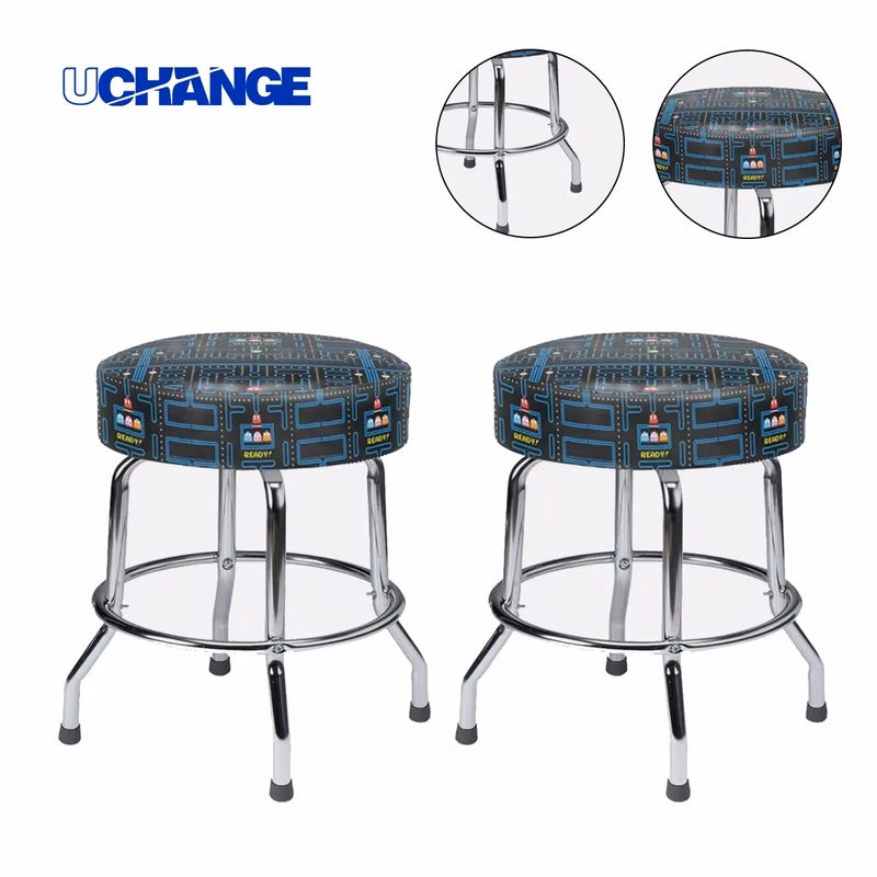 Customizable Round Bar Stool W/ Single Ring Chrome Base