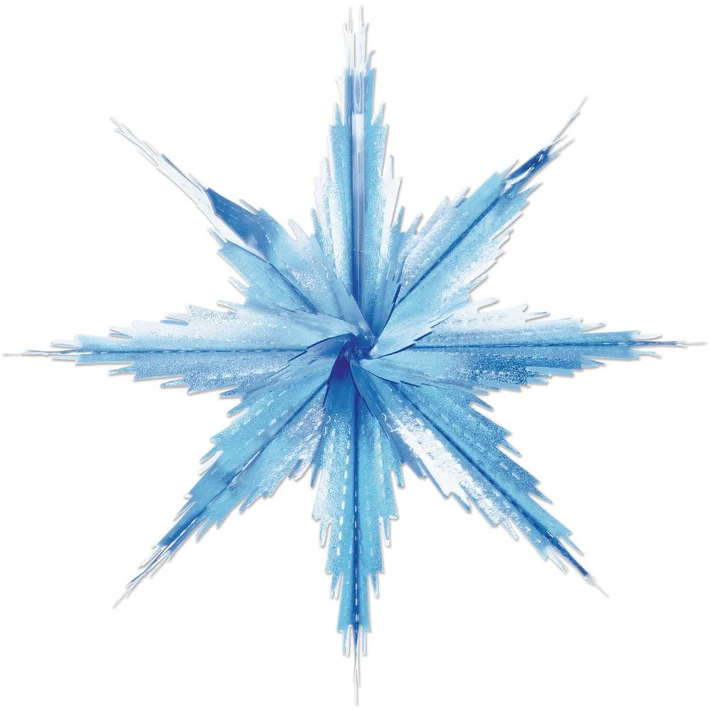 Snowflake Decorations - Metallic Blue & Silver 1