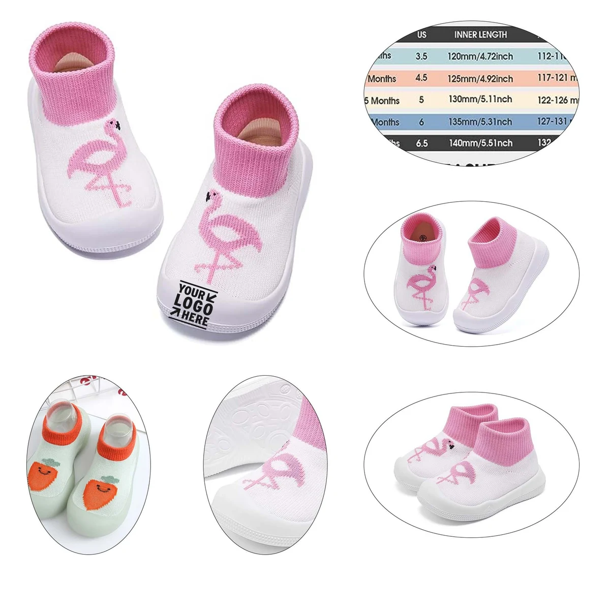Baby Boys Girls Breathable First Walking Sock Shoes Soft Rubber Sole Non-Skid Slipper 1
