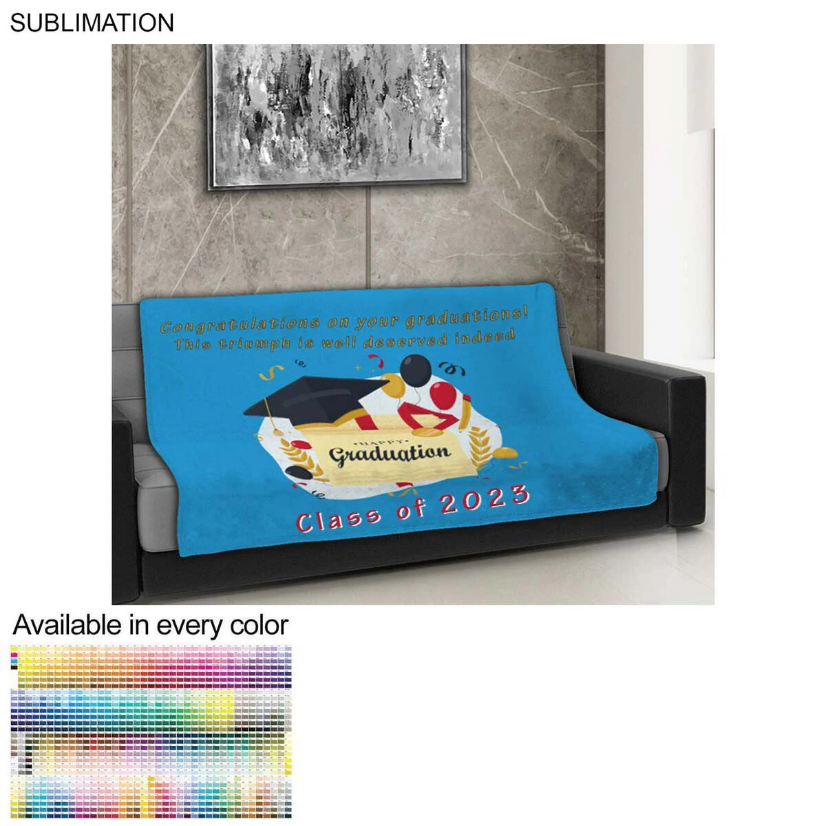 Graduation Blanket in Plush and cozy Mink Flannel Fleece, 50x60, Couch size, Sublimated 1