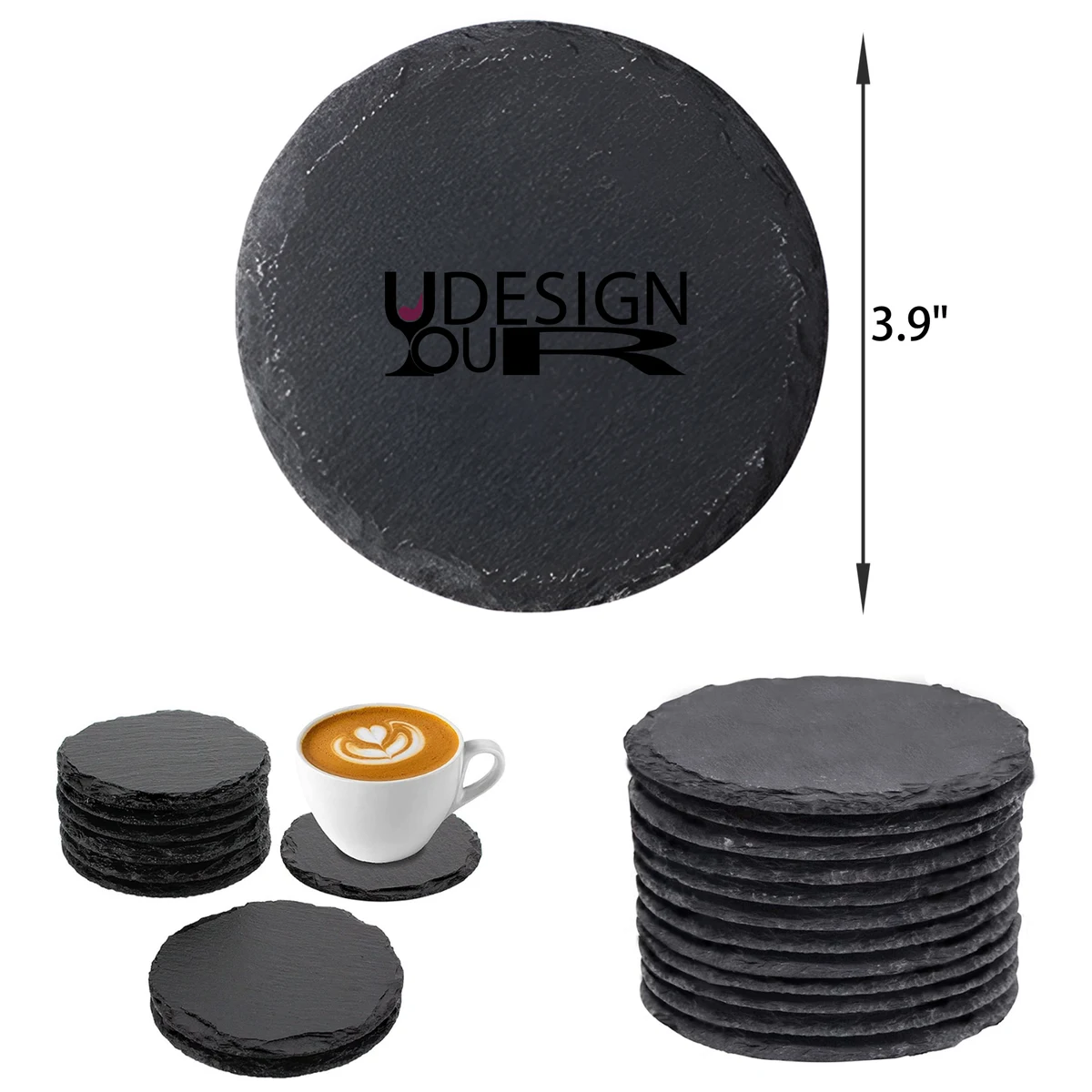 MOQ 50 PCS Stylish Round Slate Coaster 1