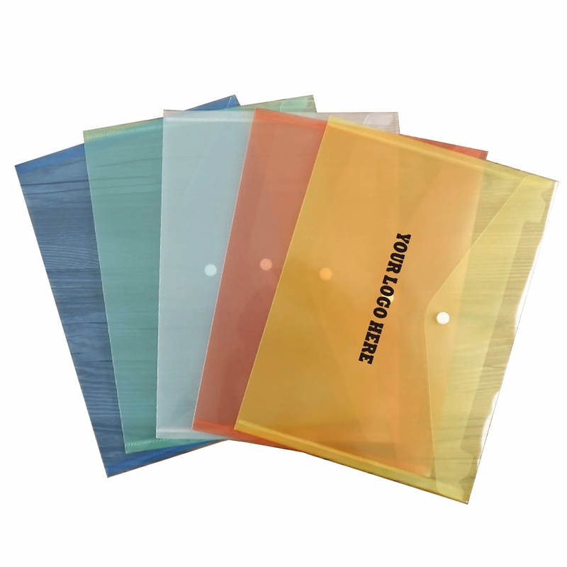 A4 Transparent Button File Bag Document Pocket MOQ 100PCS