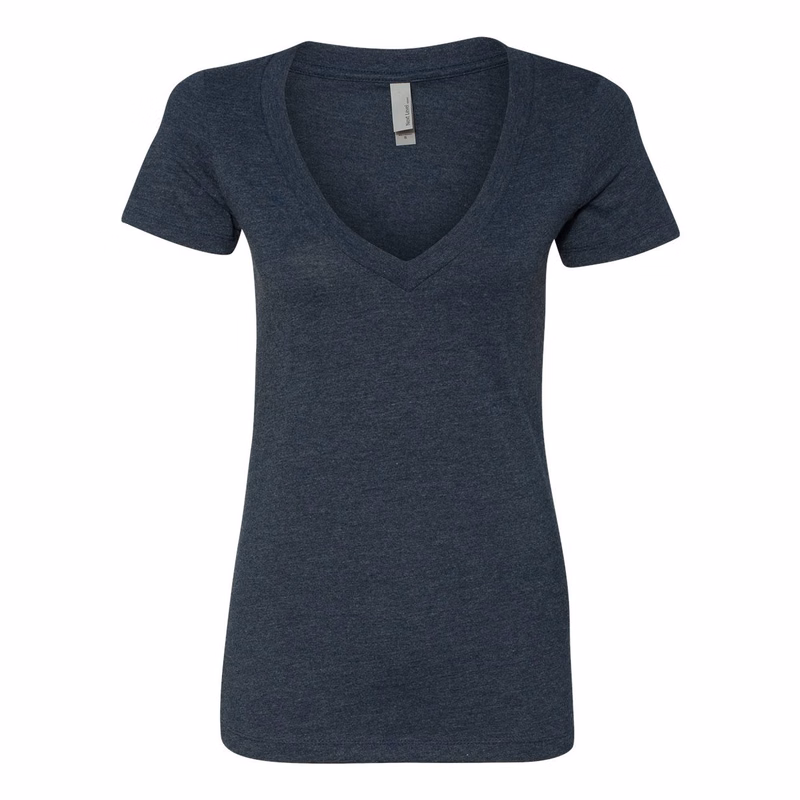 Women's CVC Deep V-Neck Tee - 6640