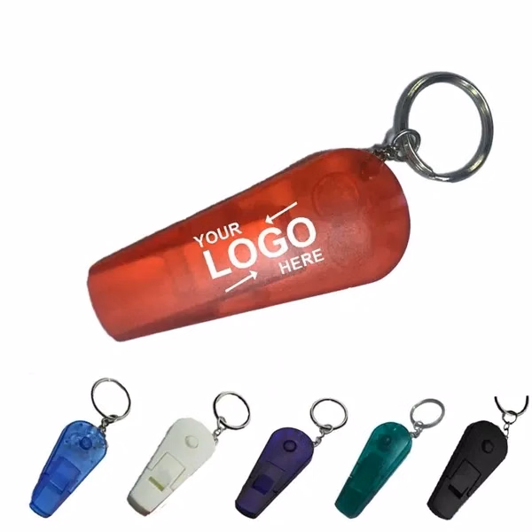 Custom Plastic LED Flashlight Keychain With Whistle Function — Multi-Purpose EDC Item