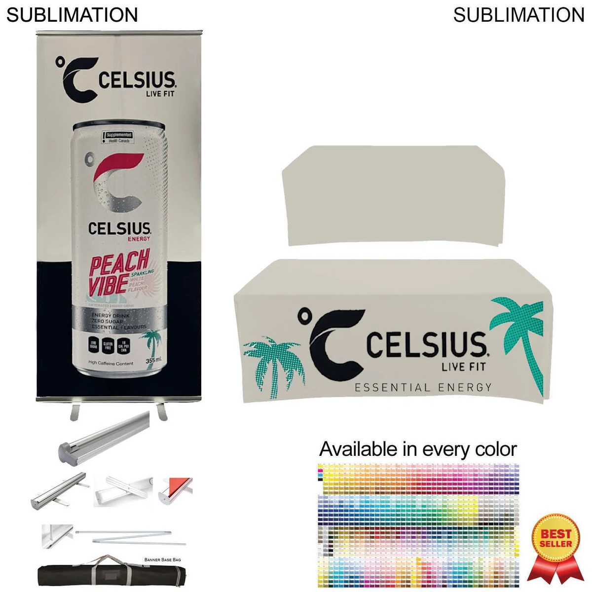 Outdoor Event Package, Outdoor Pull up Banner (SU583-5) + Box Fit Tablecloth for 6' table (SU508) 1