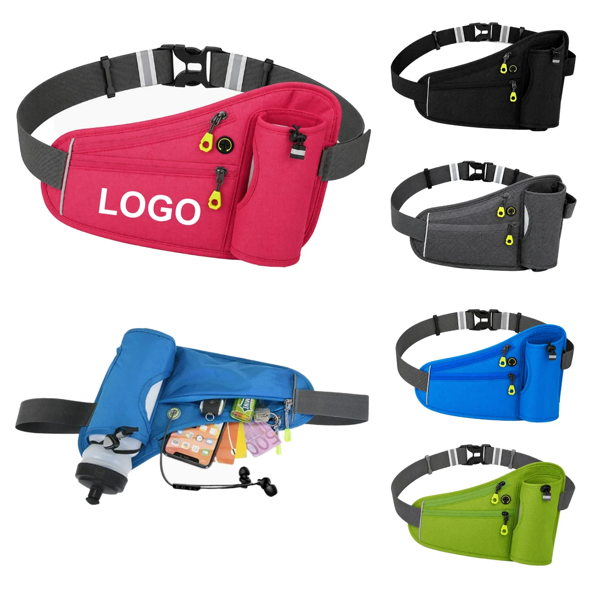 Running Belt With Water Bottle Holder Headphone Jack 1