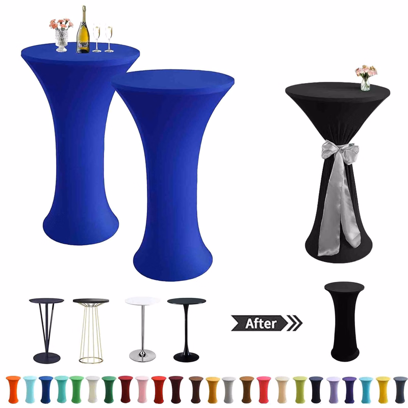 Thick Stretch Round Cocktail Table Cover Tablecloth