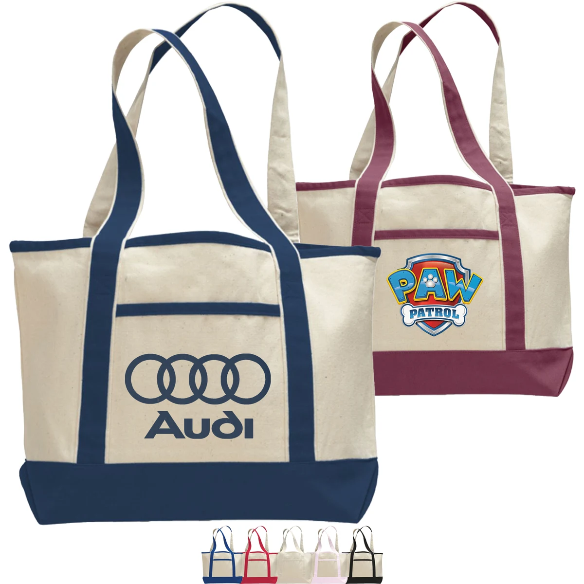 Small Deluxe Shopping Cotton Canvas Tote Bag USA Decorated (18.5" x 12"), custom tote bag with logo imprint 1
