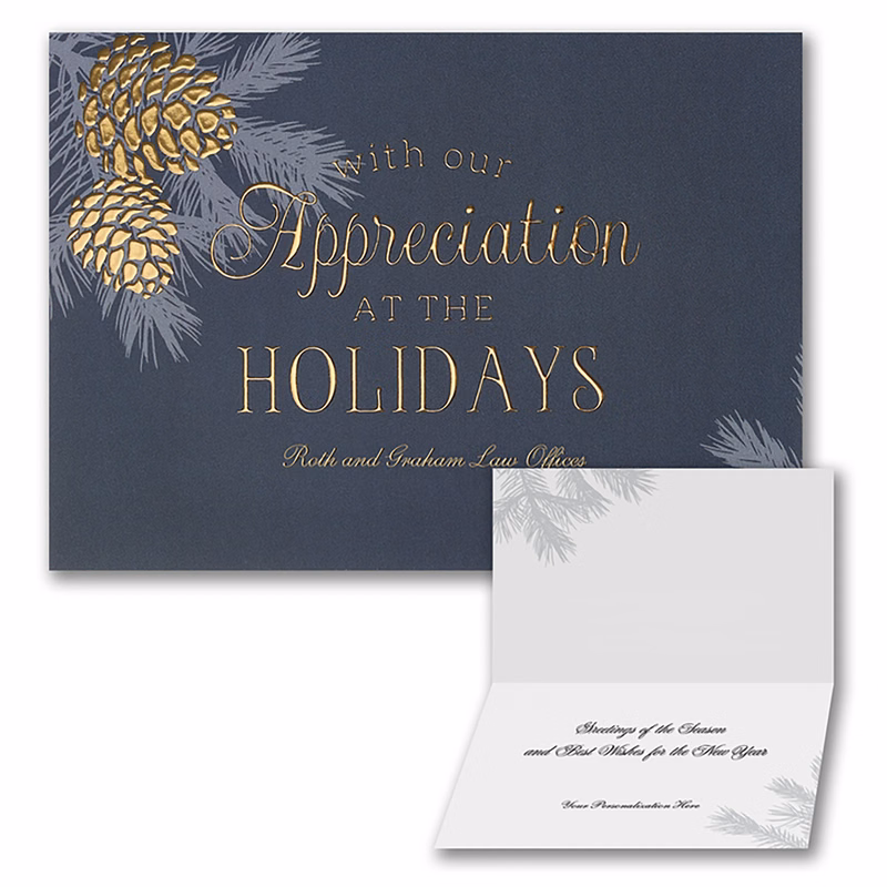 Pinecone Appreciation Folder Front Imprint Card