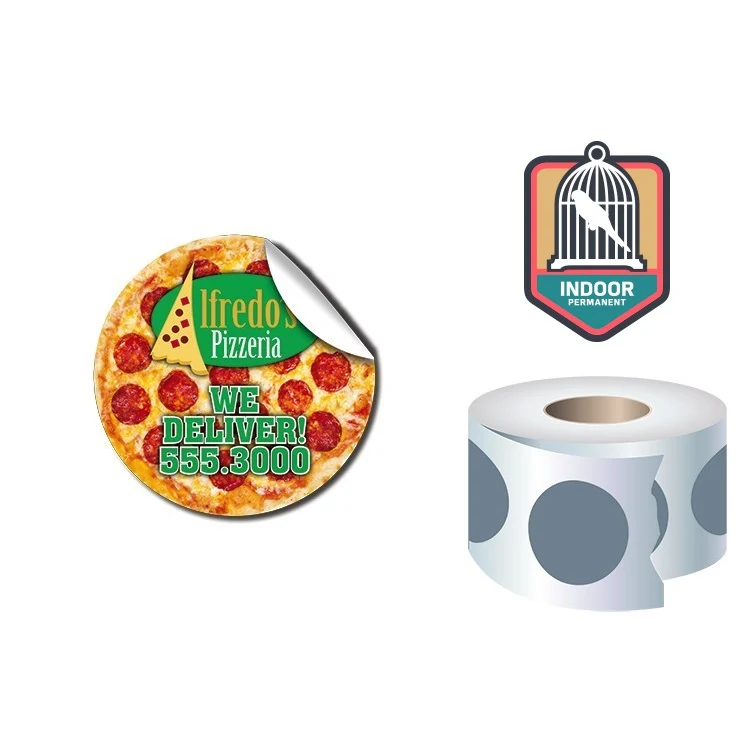 Roll Stickers / Decal - Indoor Permanent - 2.0" Diameter Round Shape 1