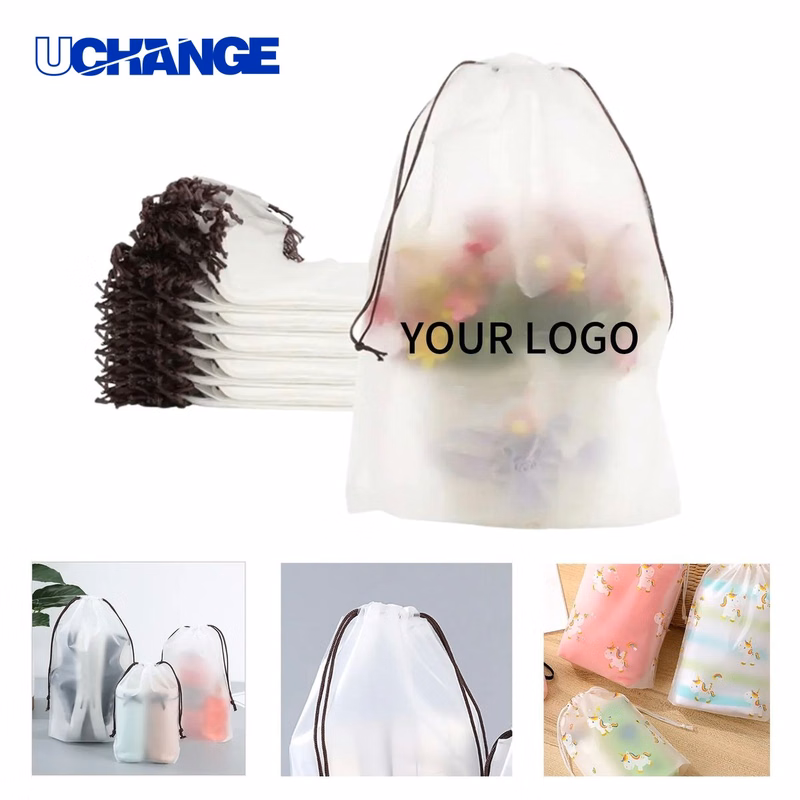 Transparent PEVA Drawstring Pouch Organizer