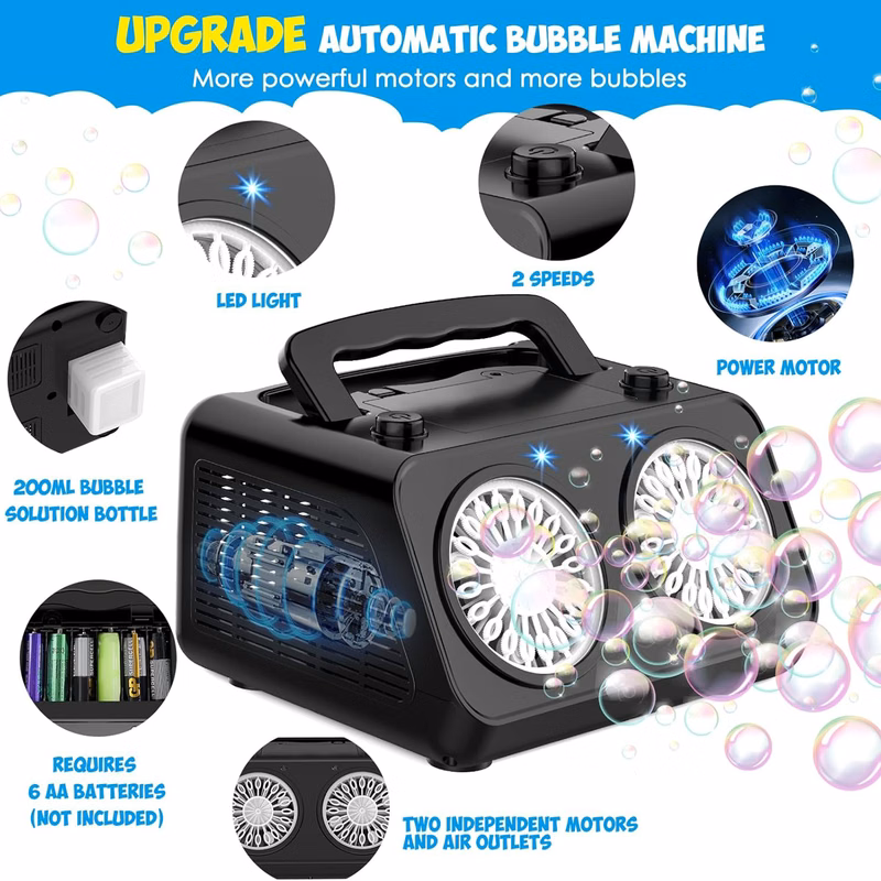 Magical Dual-Fan Bubble Machine for Kids