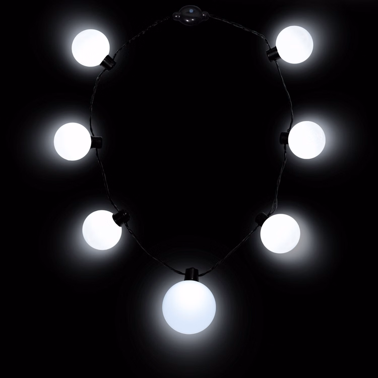 White LED Medallion Ball Necklace