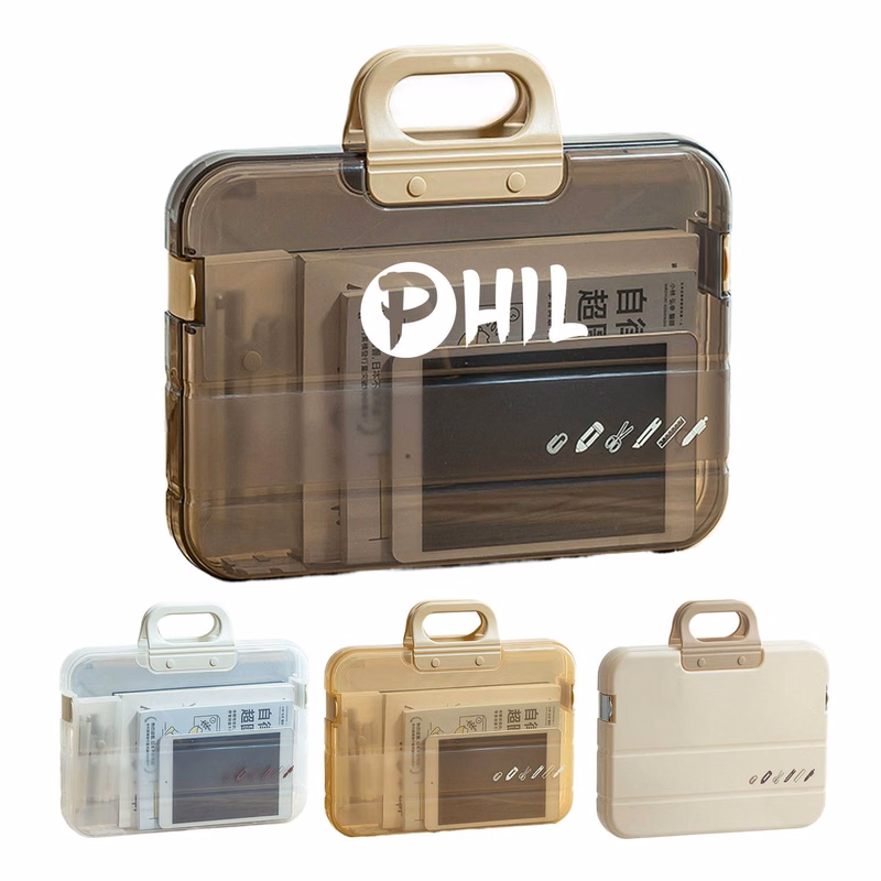 File Box Clear Portable Project Case With Handle