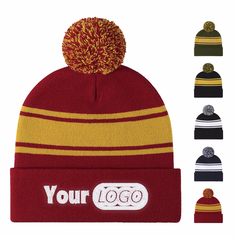 Warm Knit Hat With Pom