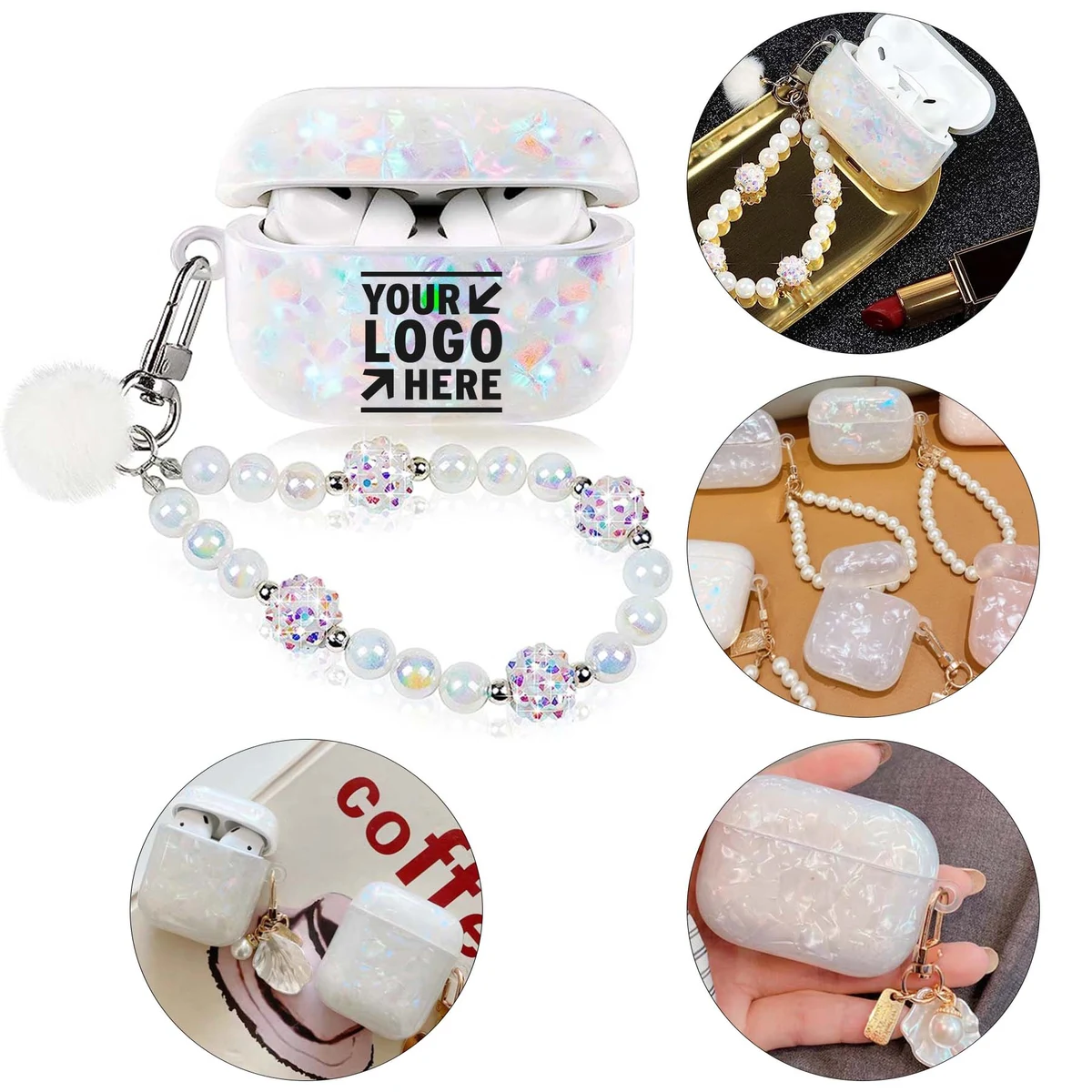 Cute Case for Airpod Pro 2 with Pearl Lanyard Girly Cover 1