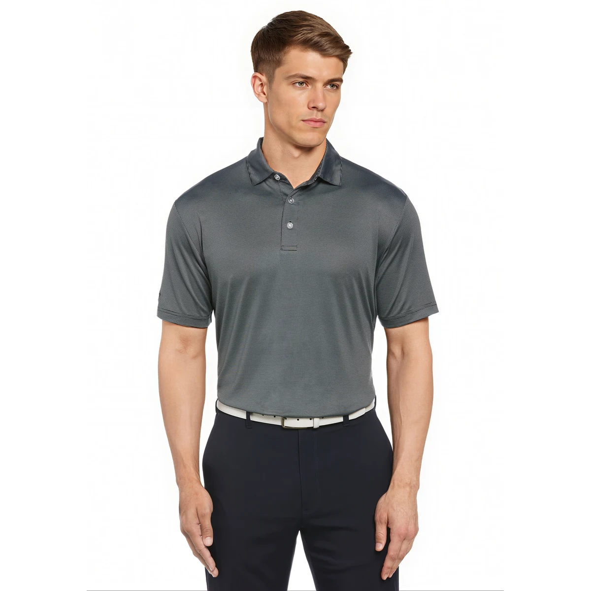 Short Sleeve Fine Line Stripe Golf Polo 1
