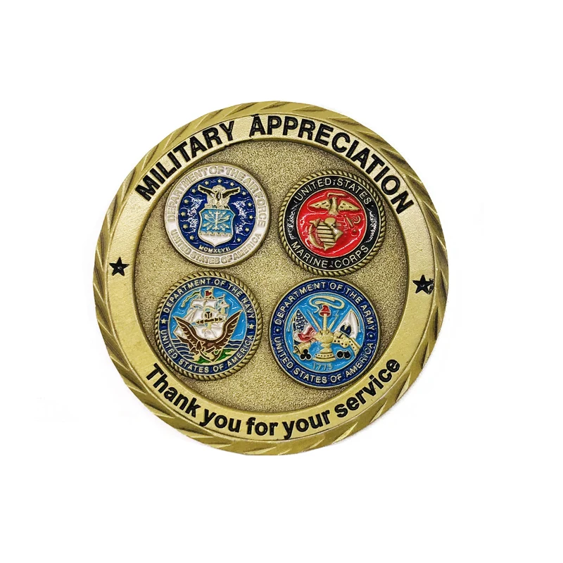 2" Brass 4 Colors 1 Side Challenge Coins 1