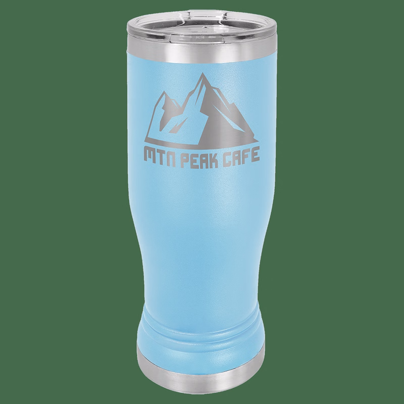 14 oz. Light Blue Laser Engraved Polar Camel Pilsner Tumbler w/Clear Lid