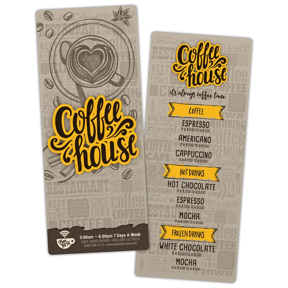 Menu Laminated - 3.5x8.5 - 14 pt. 1