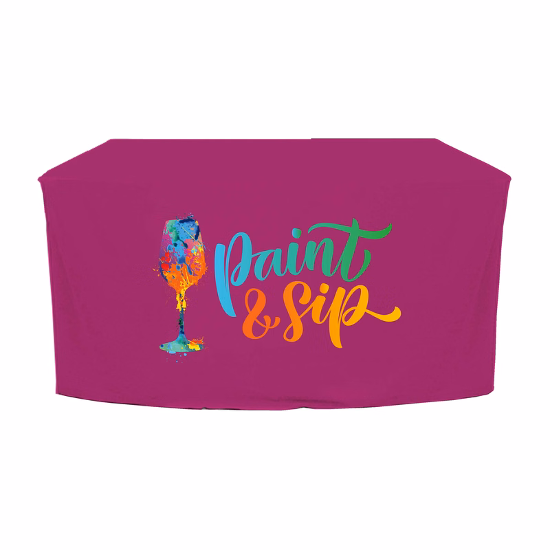 4 ft. x 24 in. Fitted PolyKnit Table Cover (Full Color Logo)