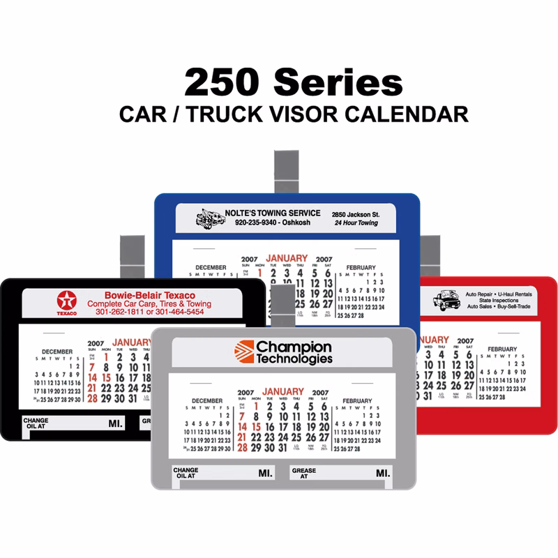 Small Car/ Truck Visor Calendar with Clip (4.5"x2.75")