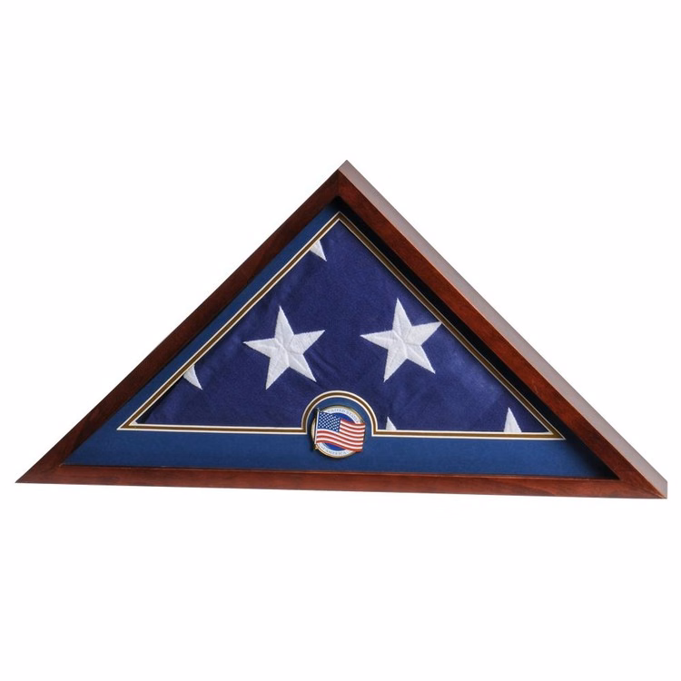US Flag Display Case with US Flag Medallion - Flag Display Case with US Flag