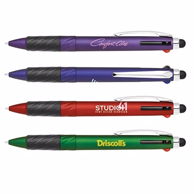 PLASTIC 4-IN-1 STYLUS BALL POINT PEN